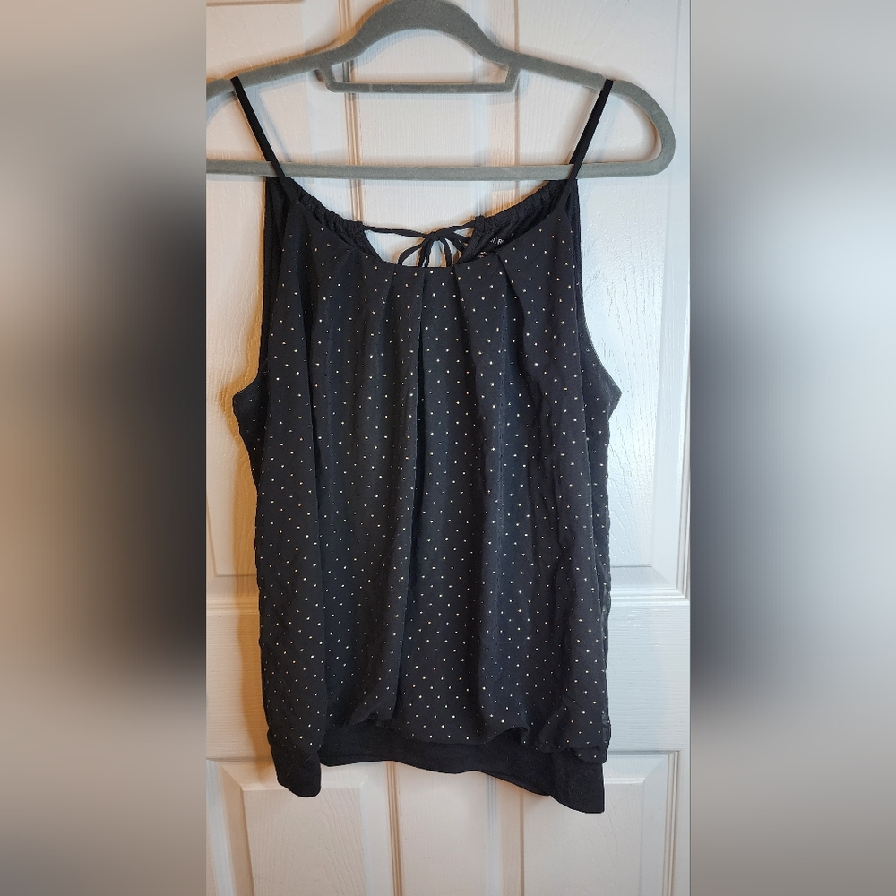 Lane Bryant Black Camisole With Gold Polka Dots